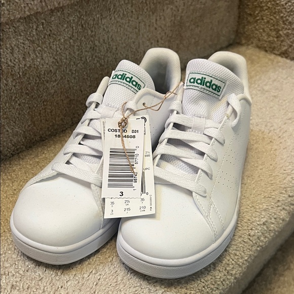 Adidas Kids White and Green Sneakers - Picture 1 of 5